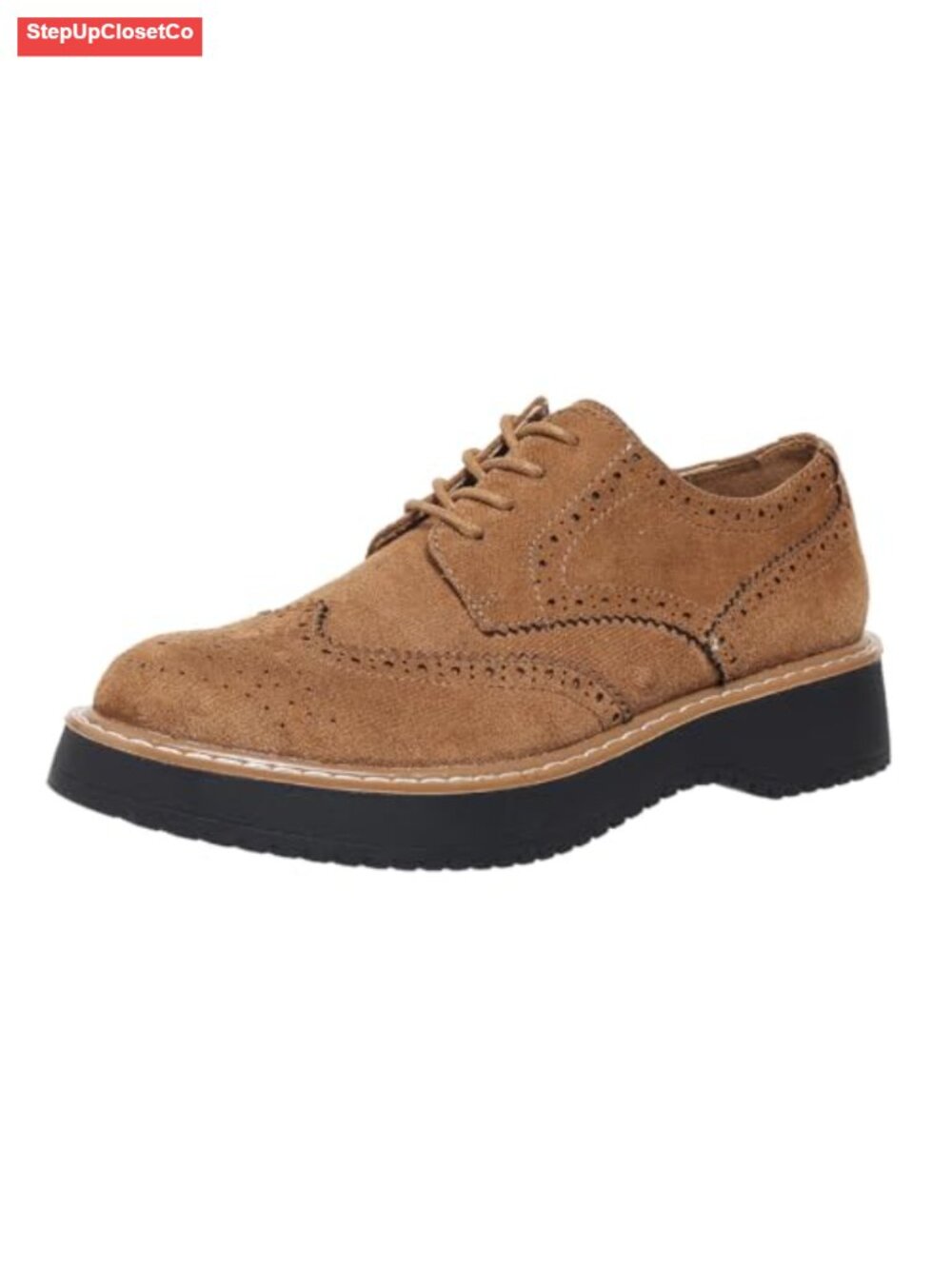 Women's Suede Lace Up Oxfords Chunky Platform Non-Slip Slip-On Shoes